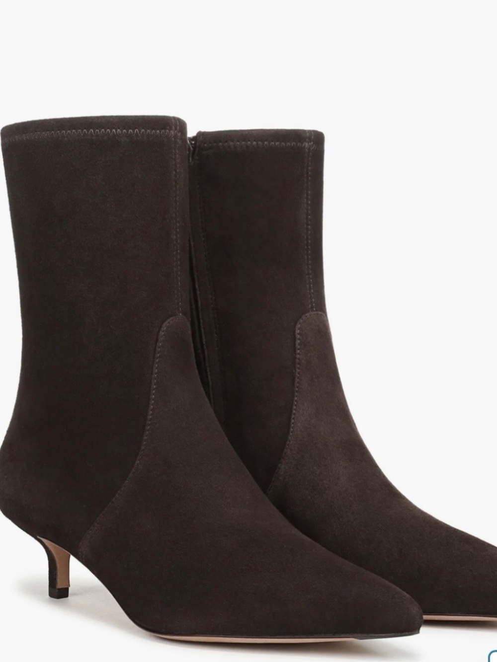 NIB Veronica Beard Lisa 45 Stretch Kitten Heel Bootie Expresso Suede Sz 9.5 - Picture 8 of 13